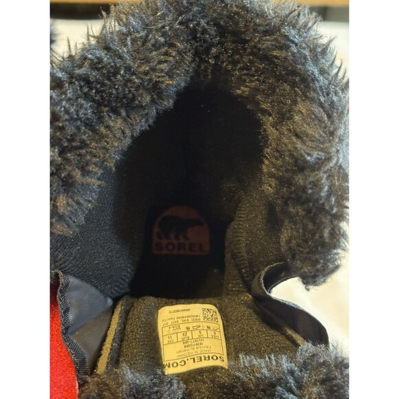 Sorel Toddler Black Red Winter Snow Commander Boots Fleece Lining Size 6 - Picture 12 of 13